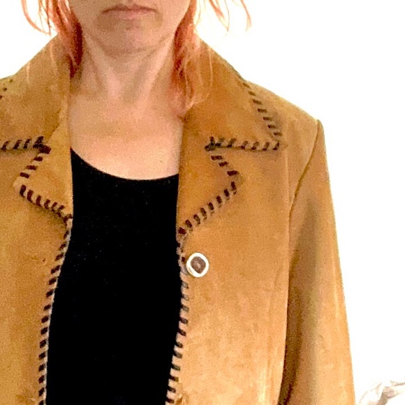 Boutique 60s Suede Rockstar Coat w/belt Handmade Leather Stitching - Picture 4 of 9